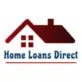 Logo with a red house icon above the text Home Loans Direct in blue. The house has a chimney and four window panes. The design is centered on a white background.