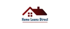 Logo with a red house icon above the text Home Loans Direct in blue. The house has a chimney and four window panes. The design is centered on a white background.